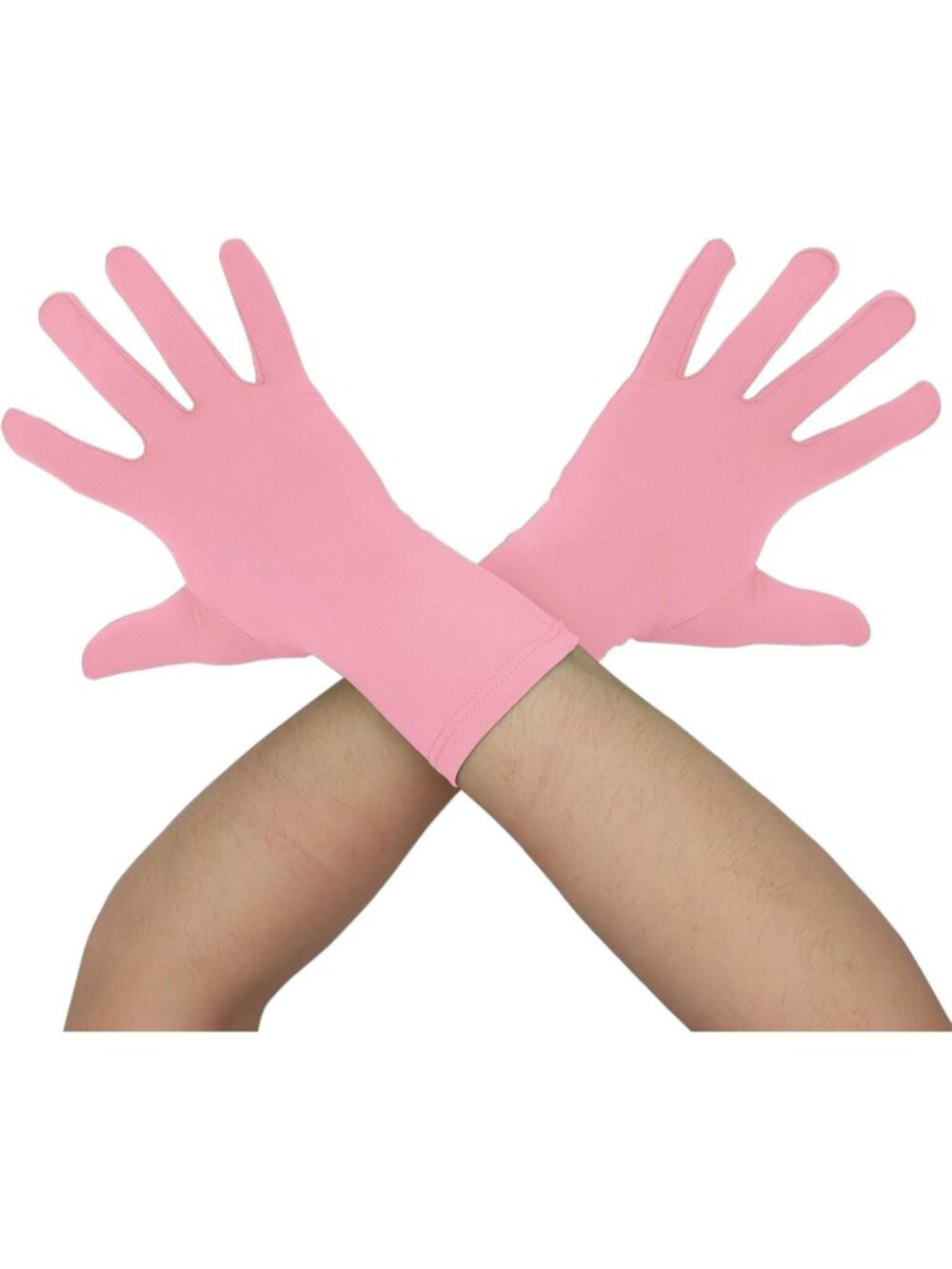 Men's And Women's Pink Wrist Length Spandex Christmas Costume Dance Gloves